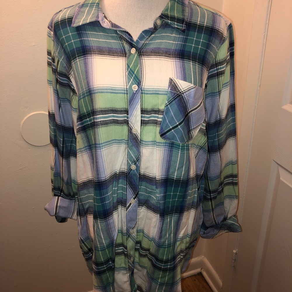 Blue/Green Plaid Button Down